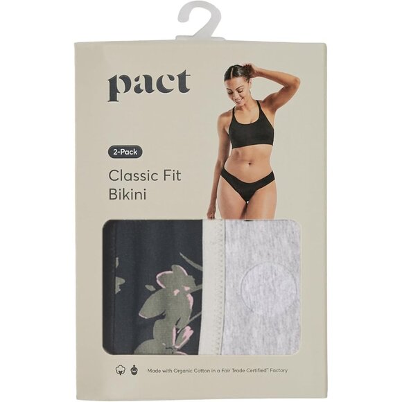 Women's Organic Cotton Bikini Underwear 2 Pack High Cut Leg Comfort - Picture 4 of 5